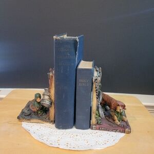 Pair Of Vintage Nature Journal Bookends  A Mallard And A Hunting Dog